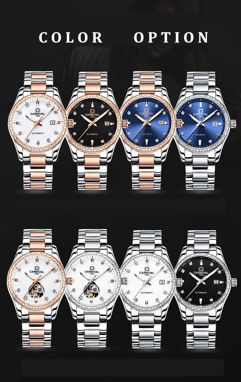 Luxury Automatic Movement Waterproof Wristwatches for Women