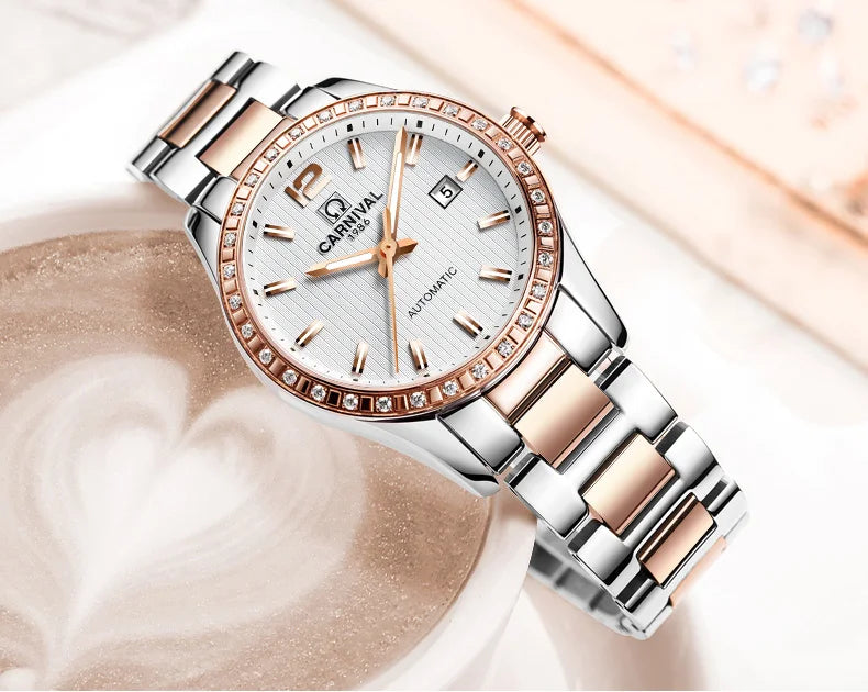 Luxury Automatic Movement Waterproof Wristwatches for Women