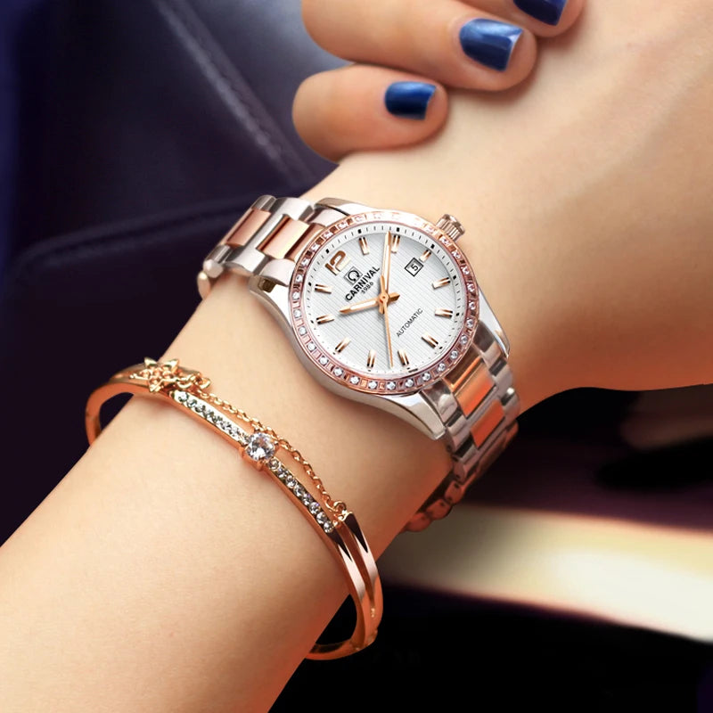 Luxury Automatic Movement Waterproof Wristwatches for Women