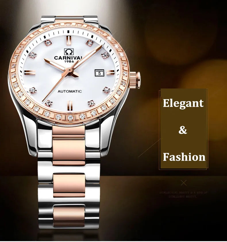 Luxury Automatic Movement Waterproof Wristwatches for Women