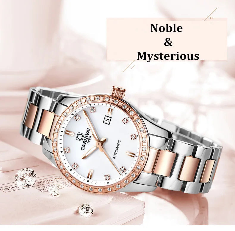 Luxury Automatic Movement Waterproof Wristwatches for Women
