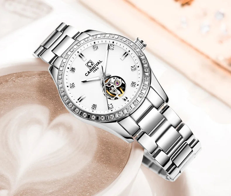 Luxury Automatic Movement Waterproof Wristwatches for Women