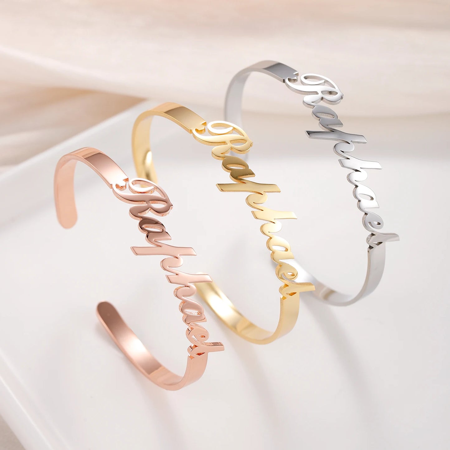 Custom Personalized Name Open Bangle Cuff Bracelet