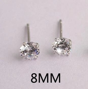 Silver Round Diamond Stud Earrings for Women