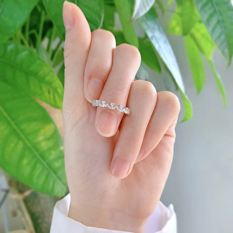 Silver 18K White Gold-Plated Zircon Wedding Ring for Women