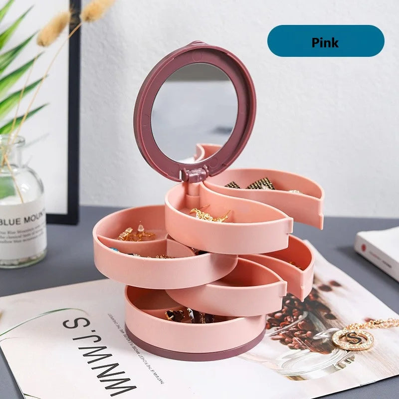 4 Layer Rotating Jewellery Storage Box with Lid
