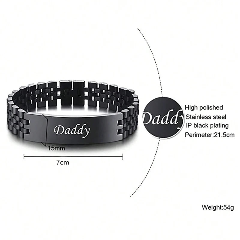 "Daddy I'll Always Be Your Little Girl You'll Always Be My Hero" Engraved Bracelet for Men