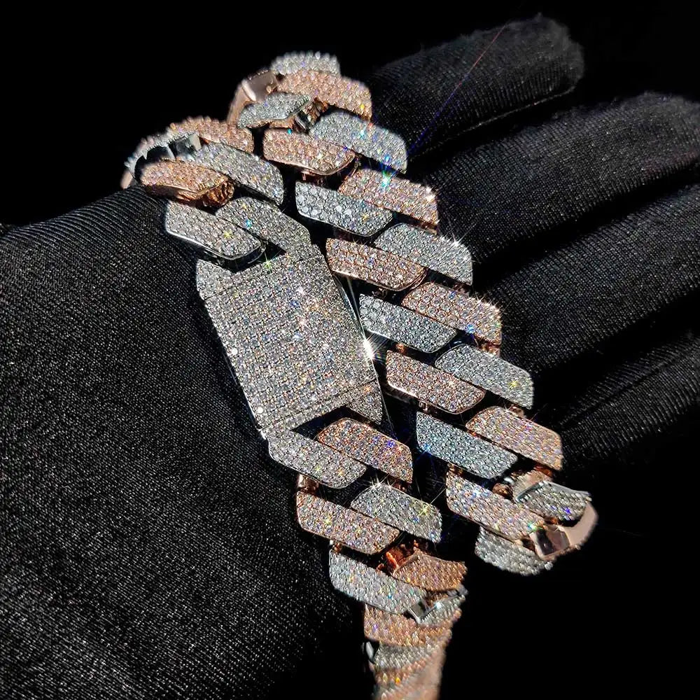 Iced Cubic Zirconia Link Bracelet for Men