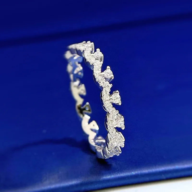 Silver 18K White Gold-Plated Zircon Wedding Ring for Women