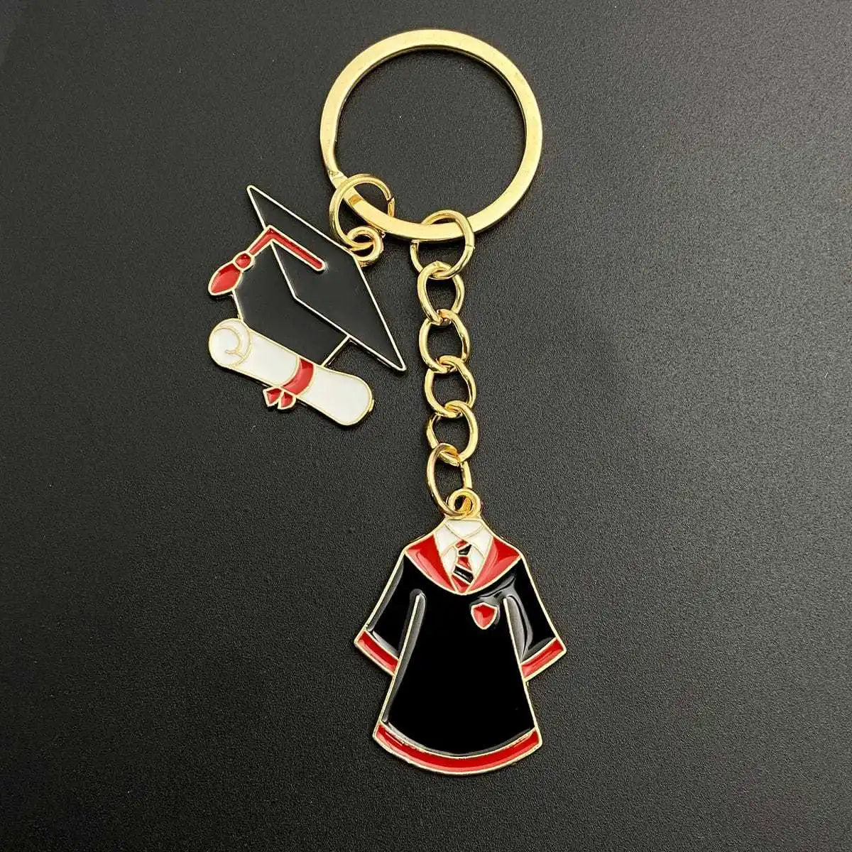 Graduation Commemorative Keychains with Cap and Gown Charms