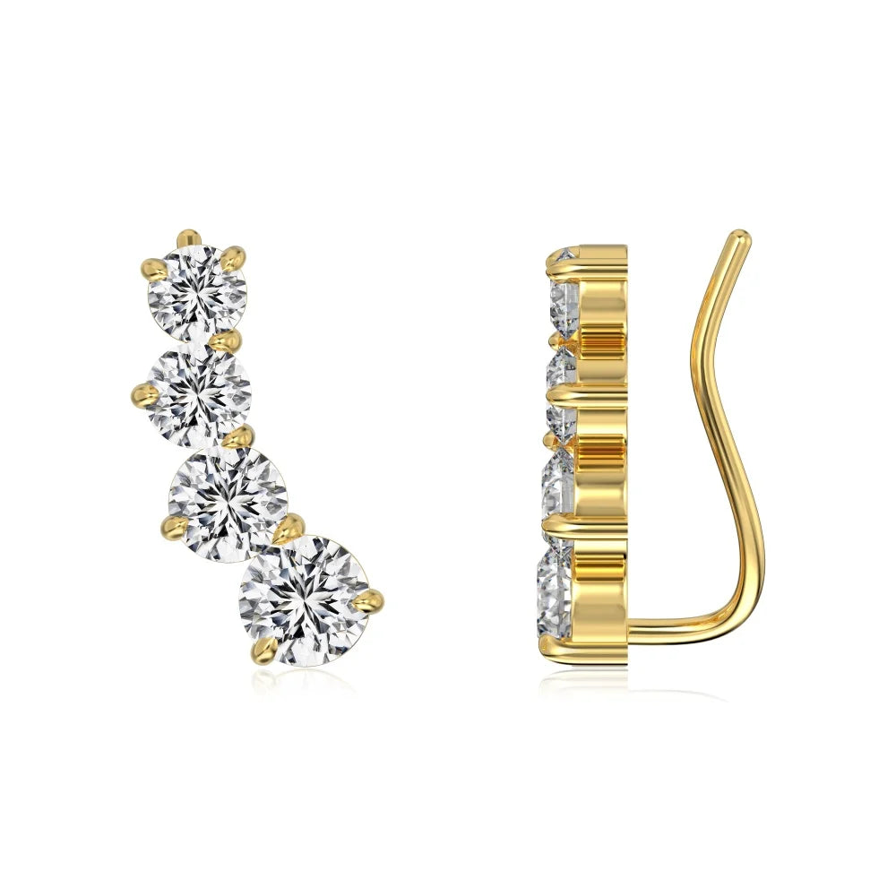 Silver or Gold Round Zircon Earrings for Women