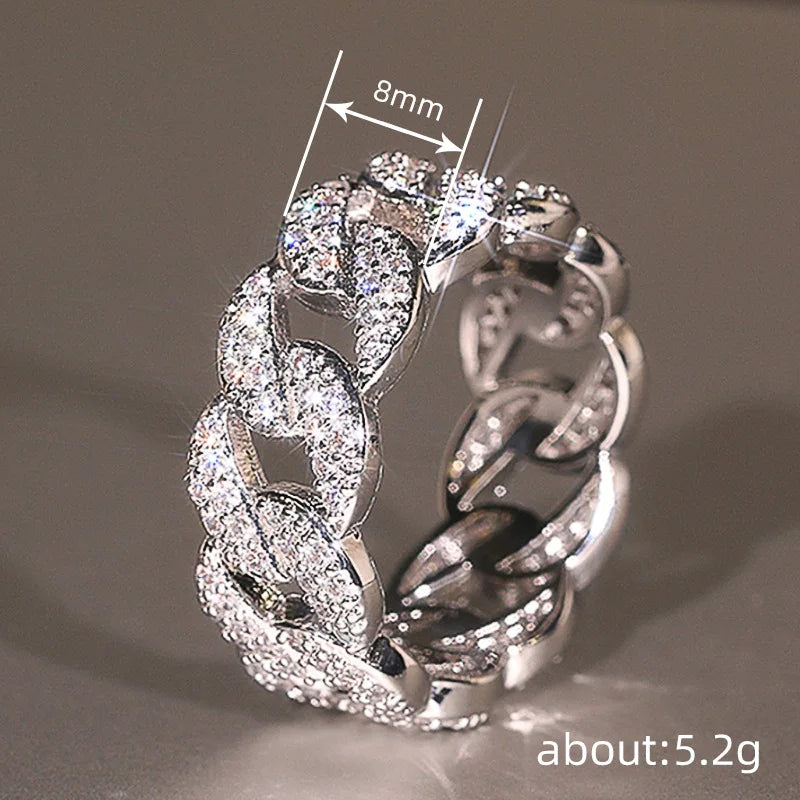 Silver Zirconia Link Ring for Women