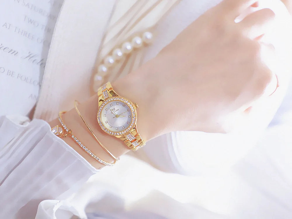 Quartz Clock Luxury Silver Gold Wristwatches for Women