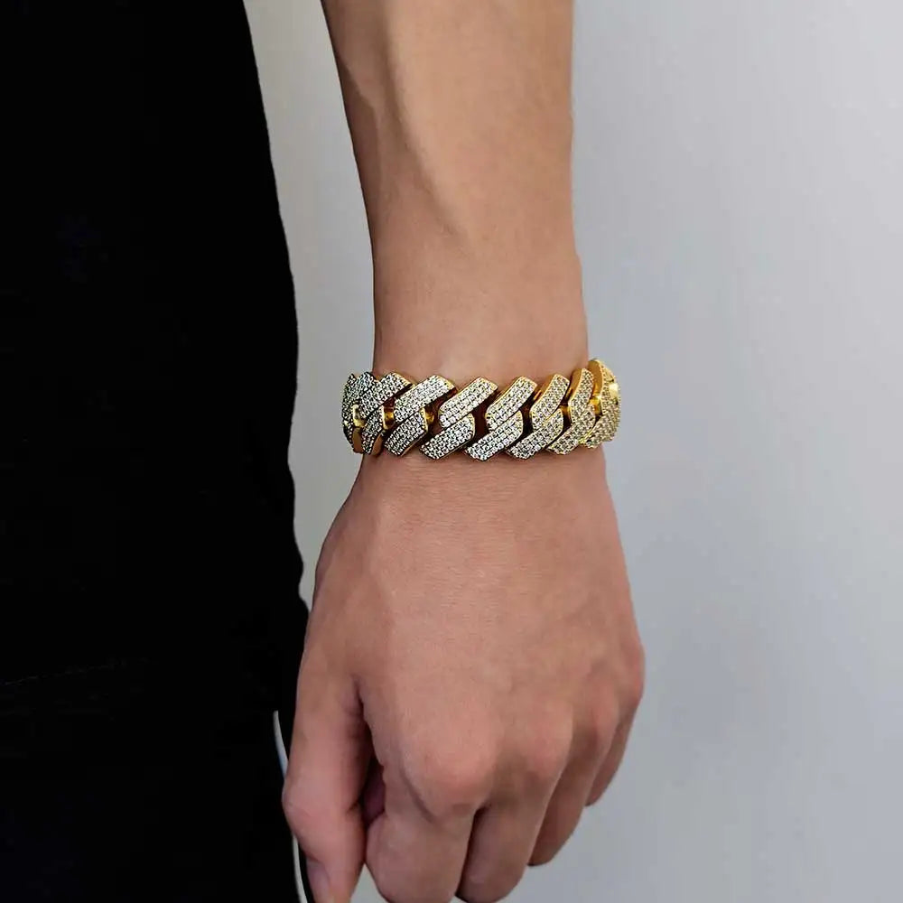 Iced Cubic Zirconia Link Bracelet for Men