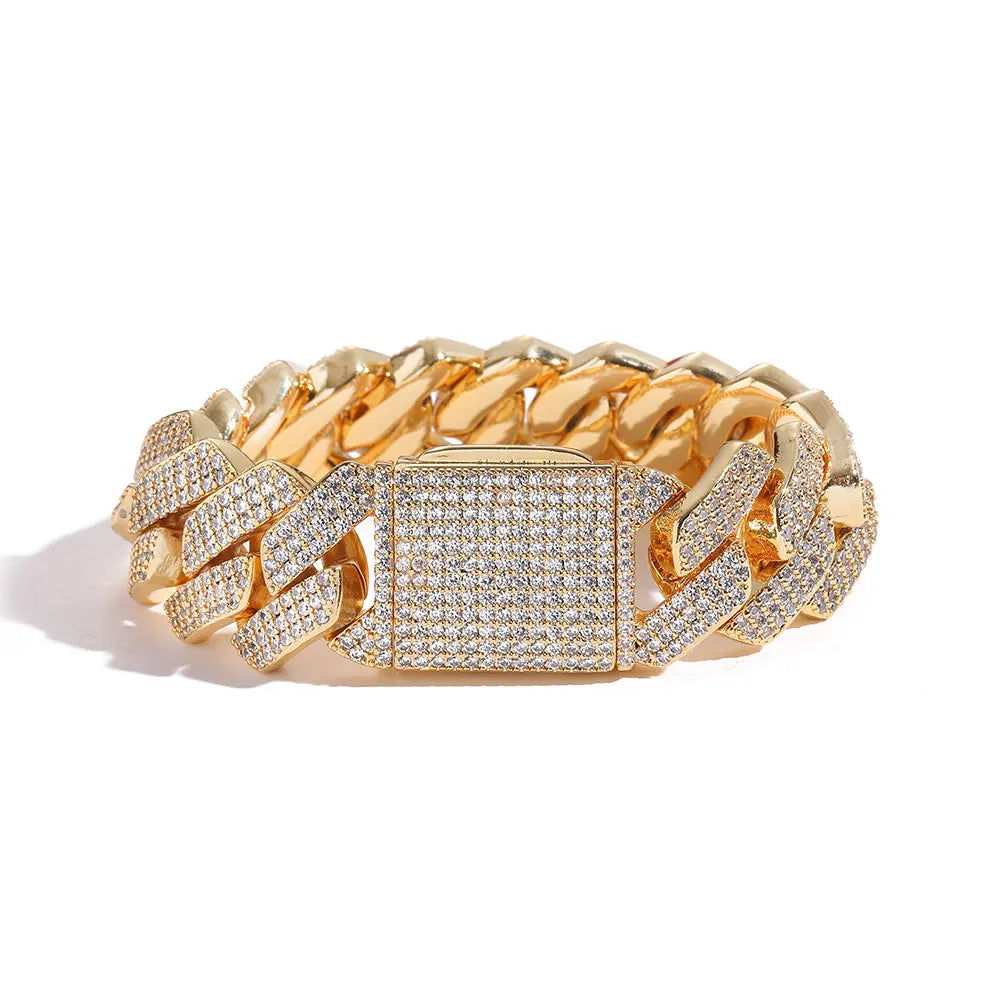 Iced Cubic Zirconia Link Bracelet for Men