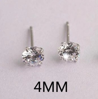 Silver Round Diamond Stud Earrings for Women