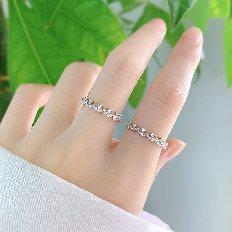 Silver 18K White Gold-Plated Zircon Wedding Ring for Women