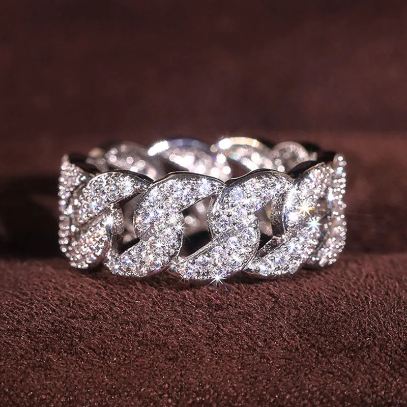 Silver Zirconia Link Ring for Women