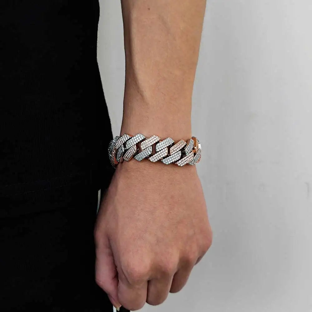 Iced Cubic Zirconia Link Bracelet for Men