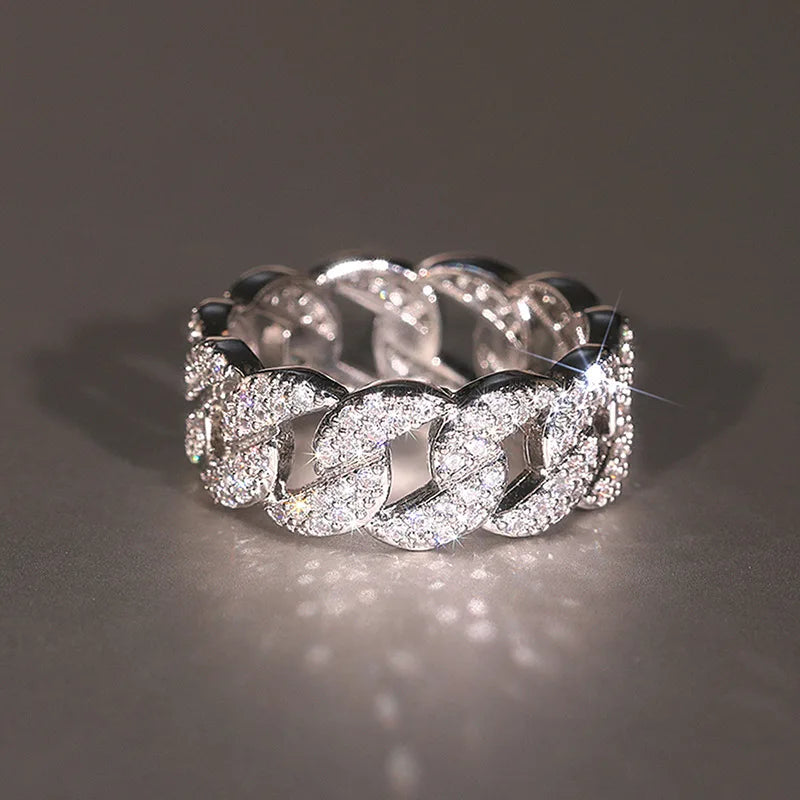 Silver Zirconia Link Ring for Women