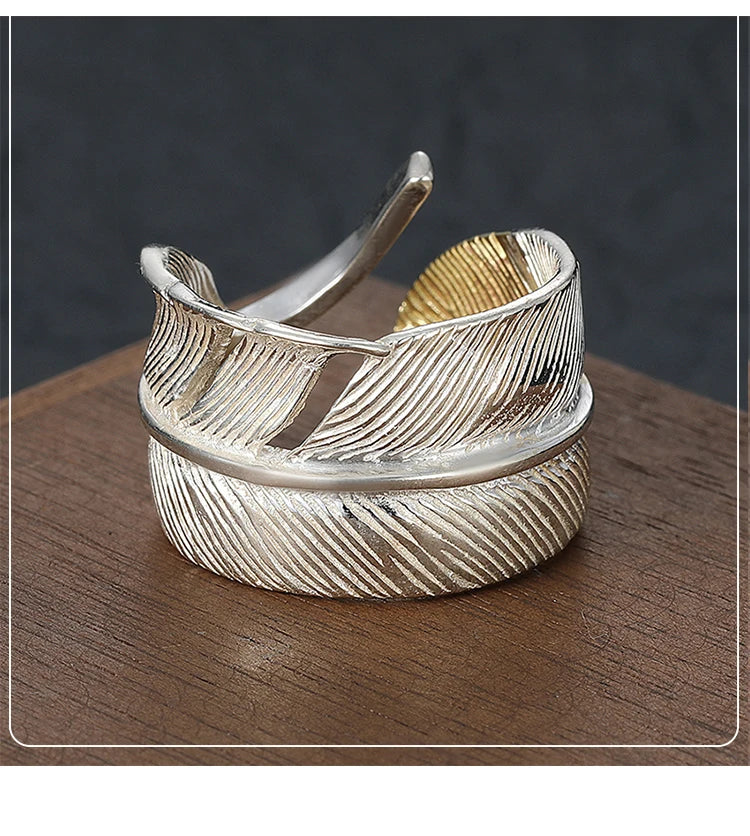 Silver Feather Adjustable Ring
