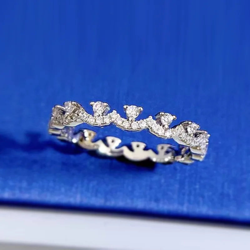 Silver 18K White Gold-Plated Zircon Wedding Ring for Women