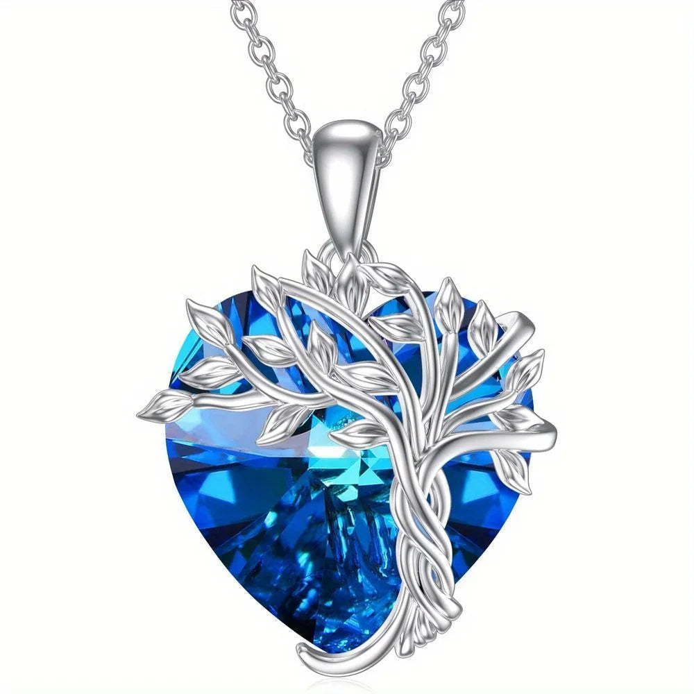 Heart Stone Tree Of Life Pendant Necklace