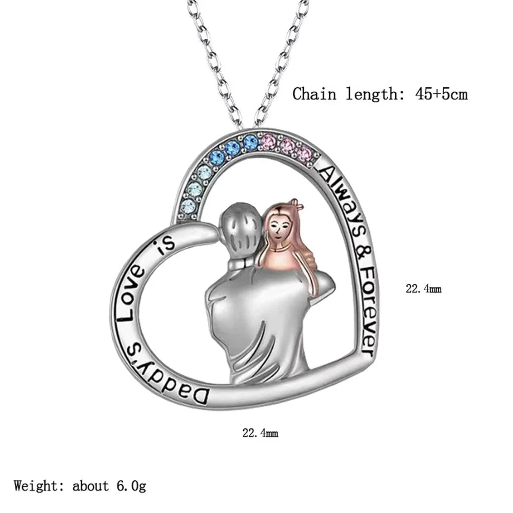 "Daddy's Love is Always & Forever" Delicate Father and Daughter Pendant Necklace