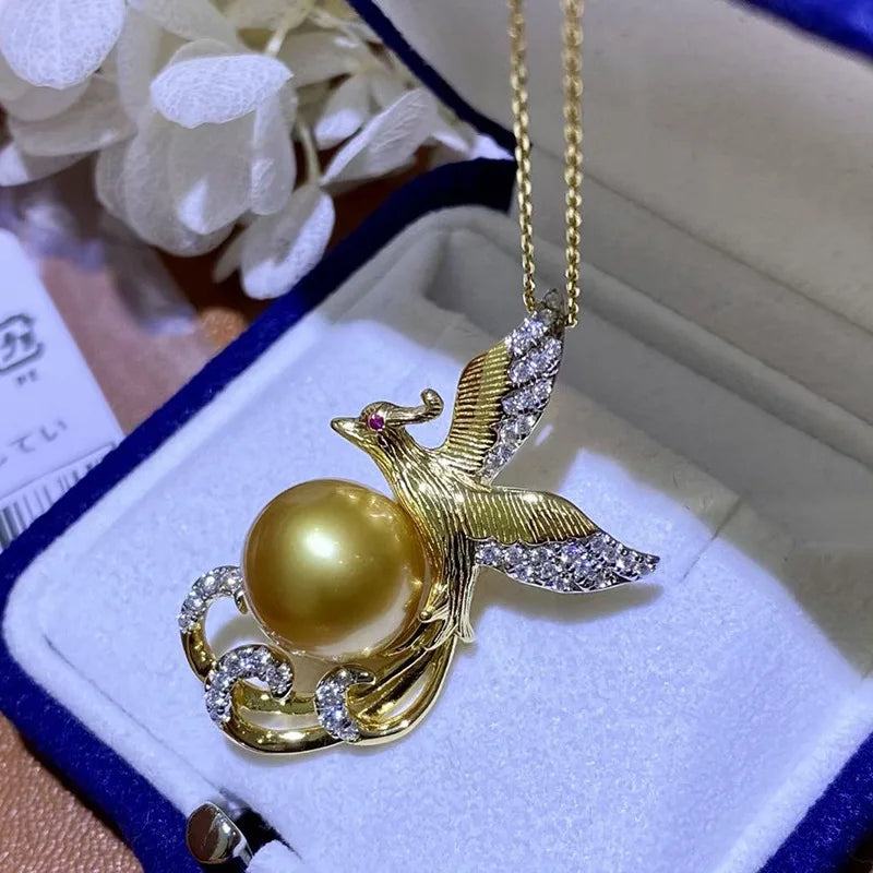 Natural Golden Freshwater Pearl Pendant Necklace for Women