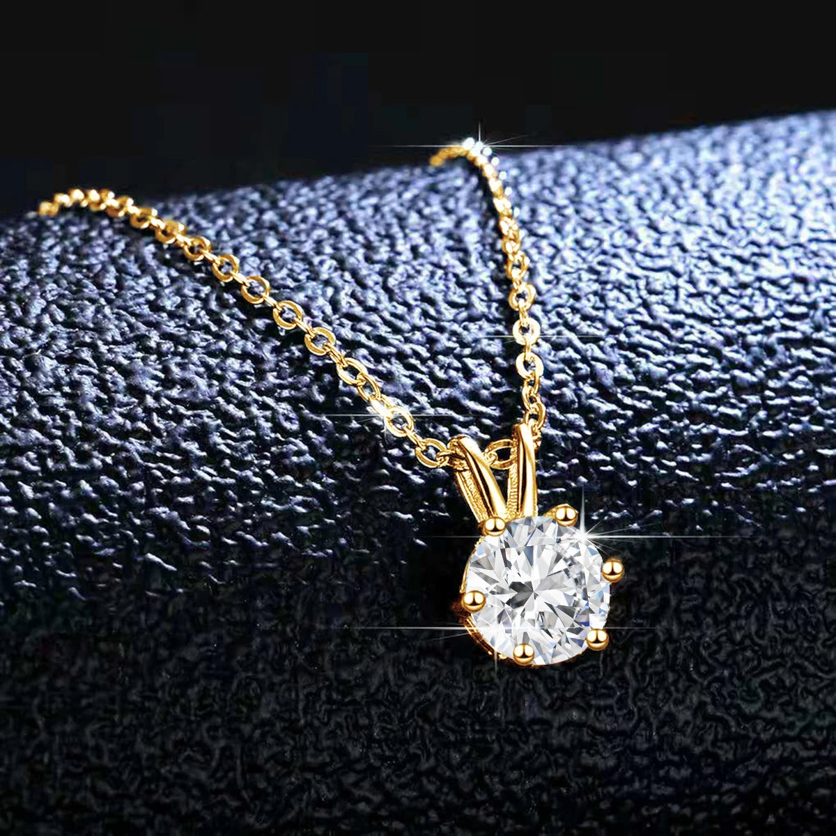14K Gold Moissanite Diamond Pendant Necklaces for Women