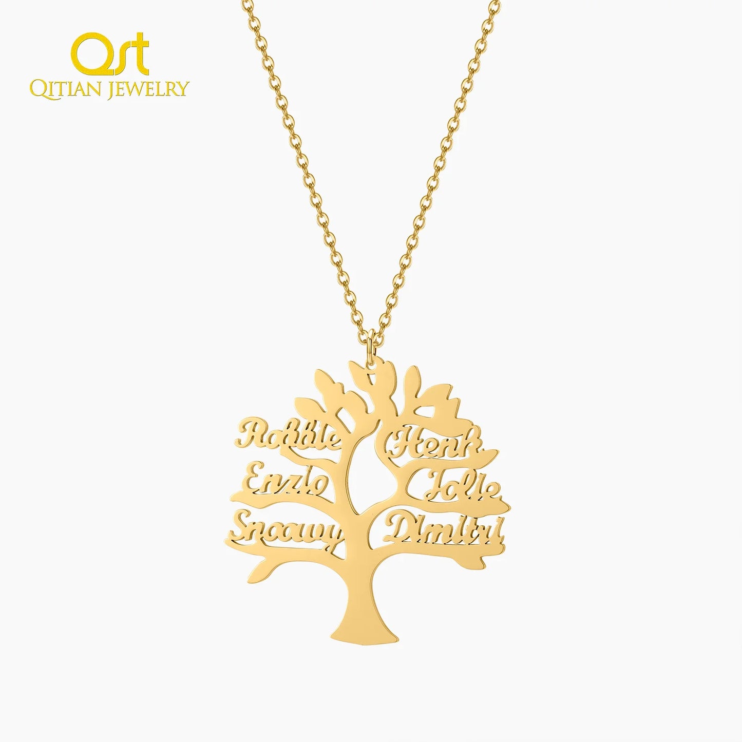 Custom Personalized Name Tree of Life Pendant Necklace with 1-6 Names