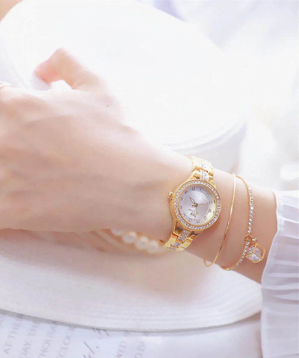 Quartz Clock Luxury Silver Gold Wristwatches for Women