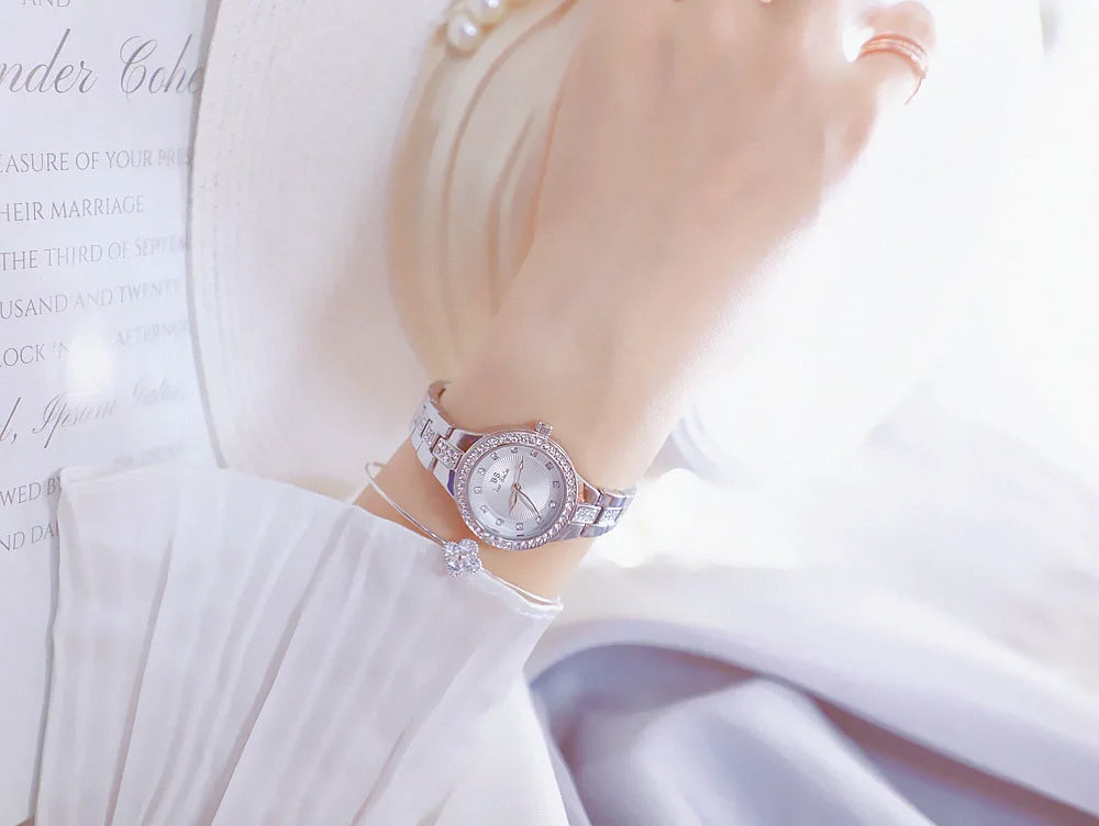Quartz Clock Luxury Silver Gold Wristwatches for Women