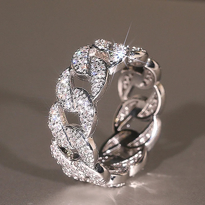 Silver Zirconia Link Ring for Women