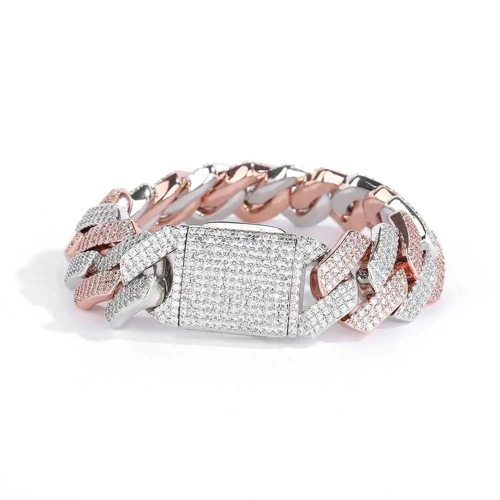 Iced Cubic Zirconia Link Bracelet for Men