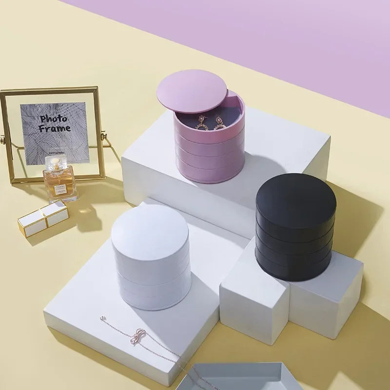 4 Layer Rotating Jewellery Storage Box with Lid