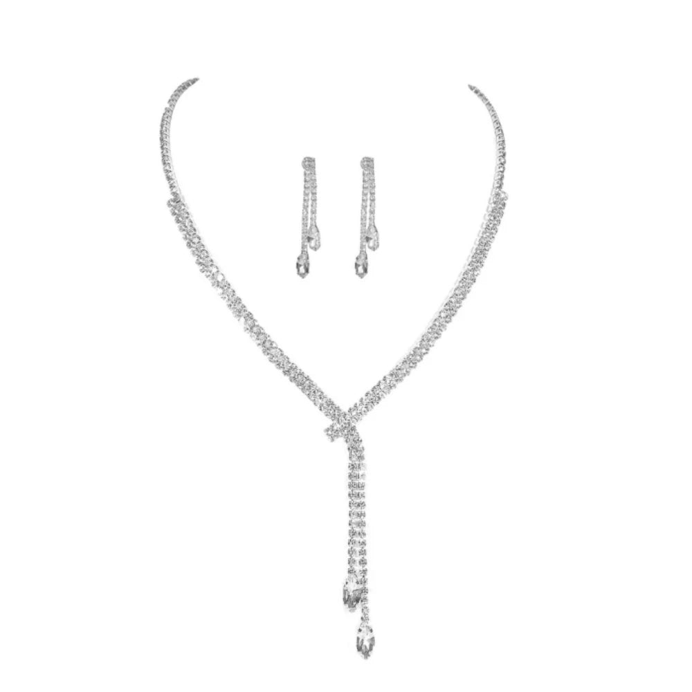 Zirconia Long Necklace and Earrings Sets for Women