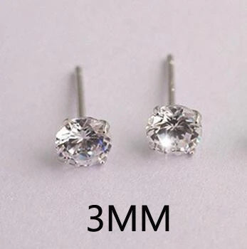 Silver Round Diamond Stud Earrings for Women