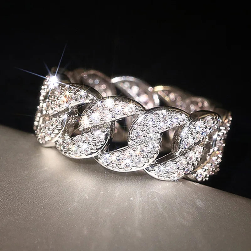 Silver Zirconia Link Ring for Women