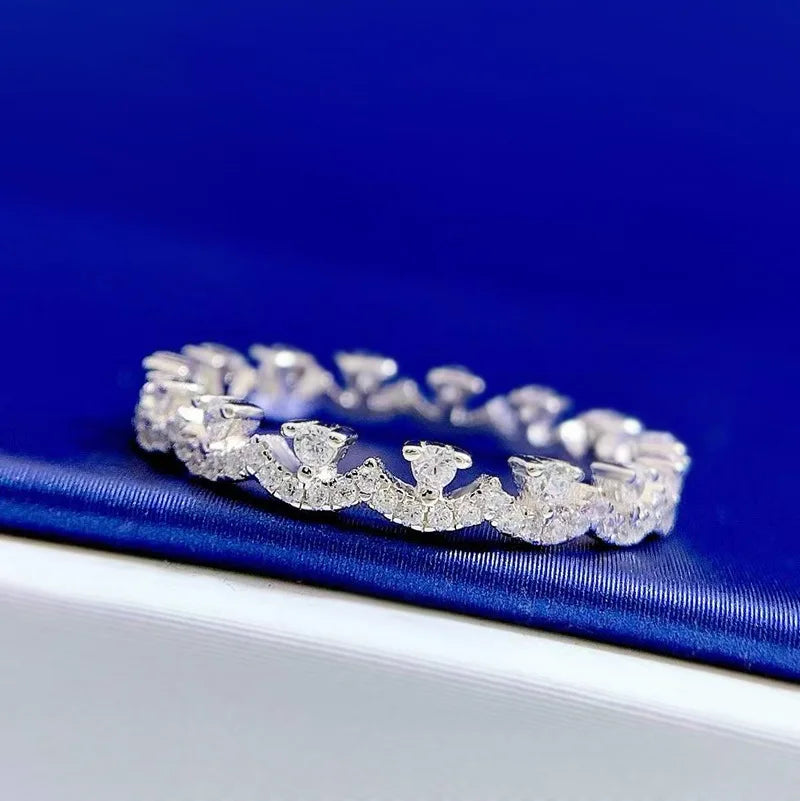 Silver 18K White Gold-Plated Zircon Wedding Ring for Women