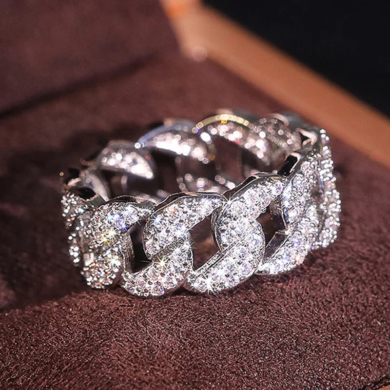 Silver Zirconia Link Ring for Women