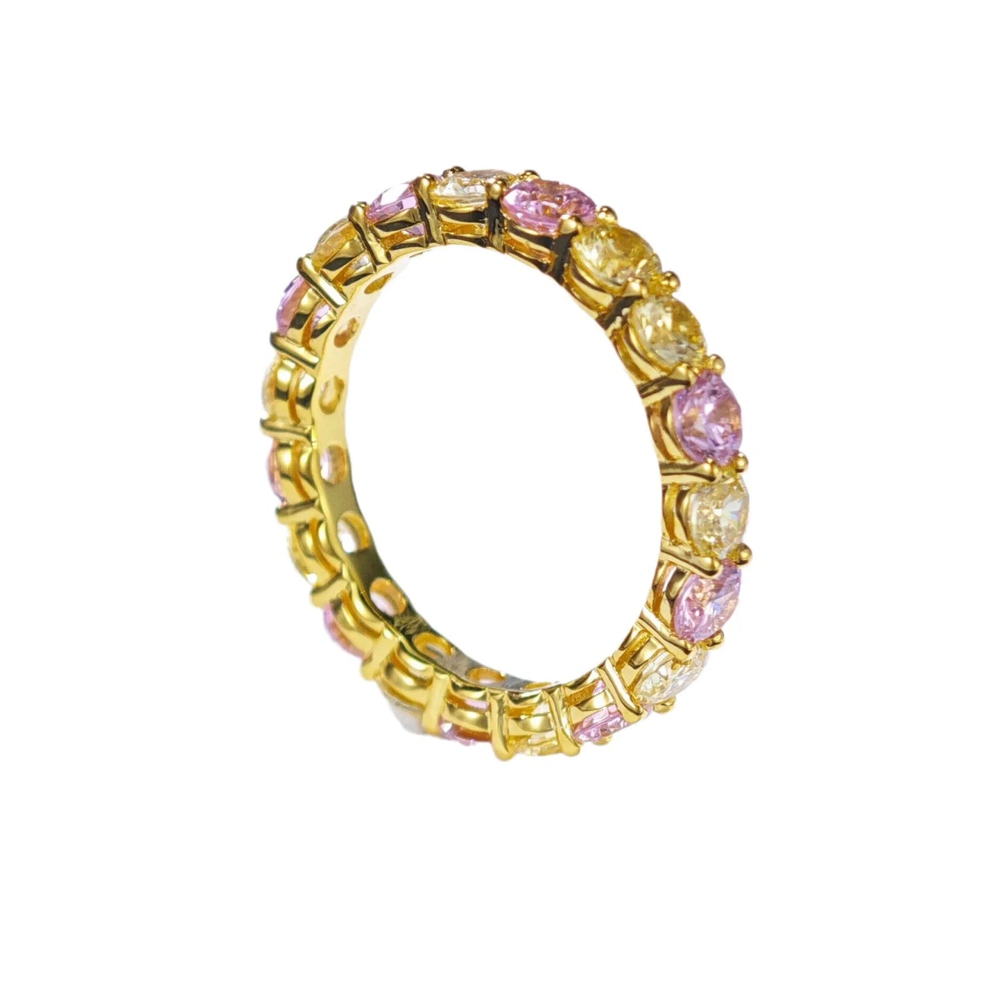 Luxury 18K Gold Yellow/Pink Moissanite Diamond Ring for Women