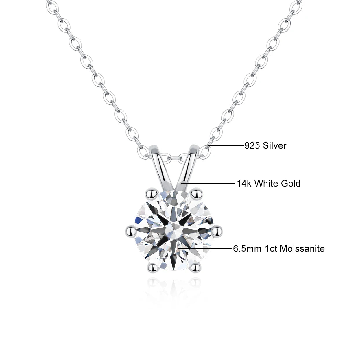 14K Gold Moissanite Diamond Pendant Necklaces for Women