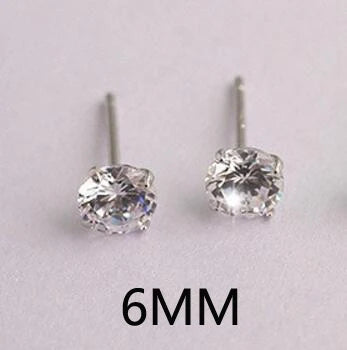Silver Round Diamond Stud Earrings for Women