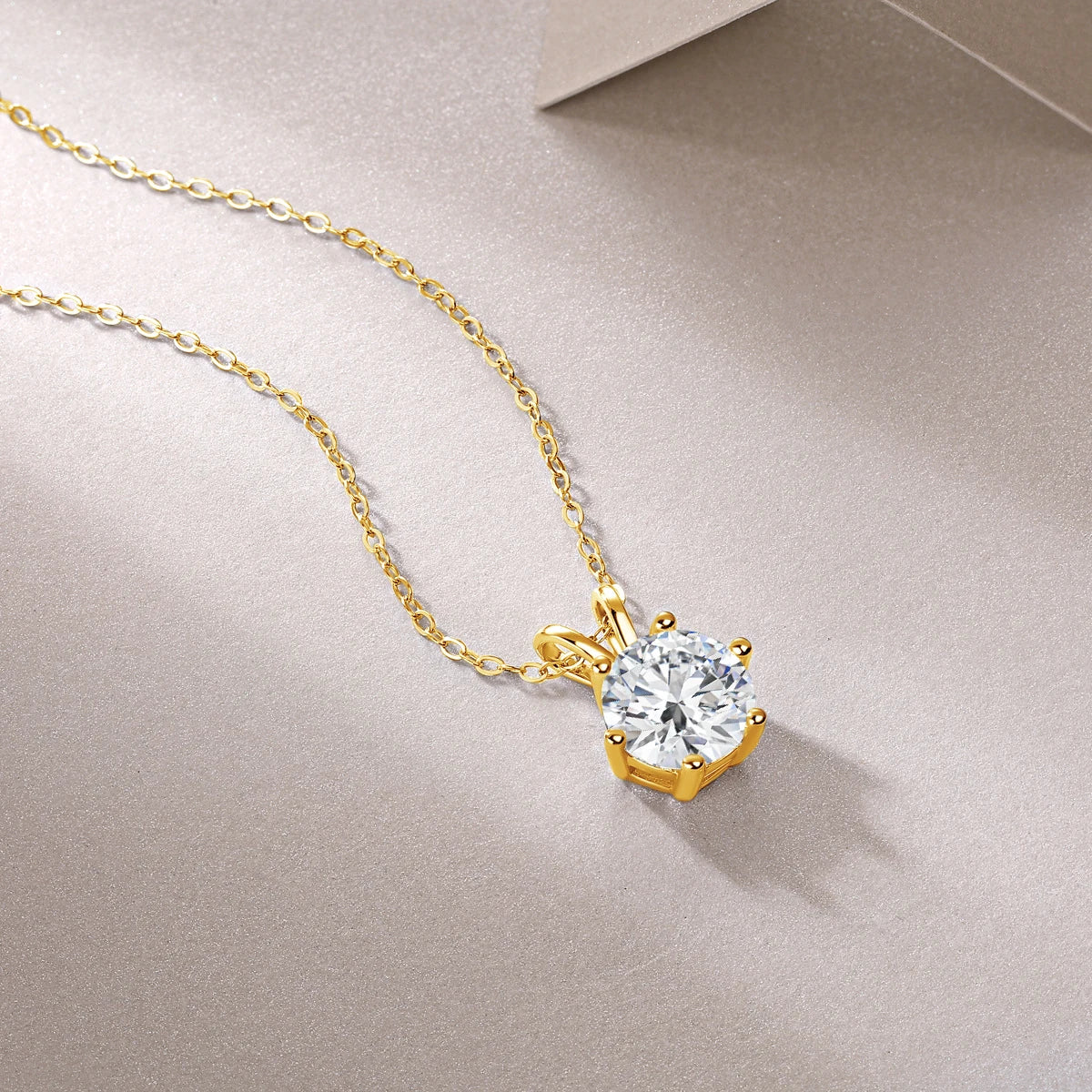 14K Gold Moissanite Diamond Pendant Necklaces for Women