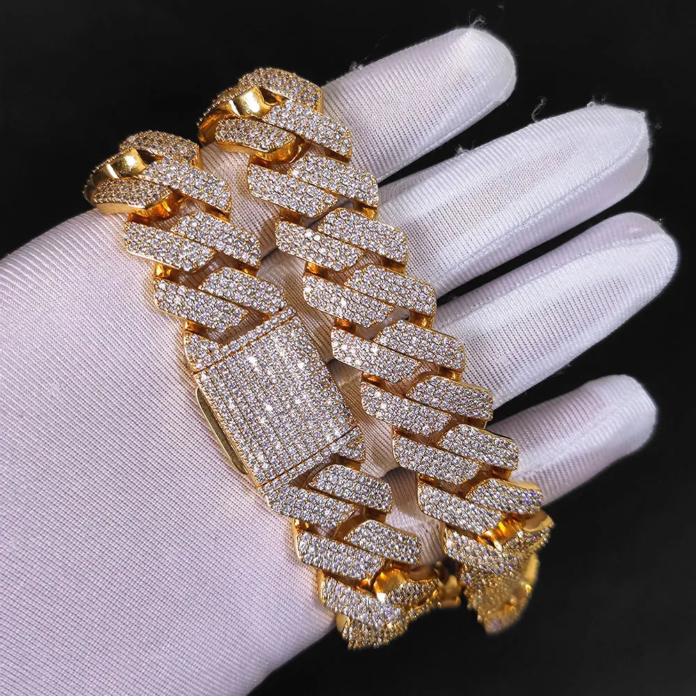 Iced Cubic Zirconia Link Bracelet for Men