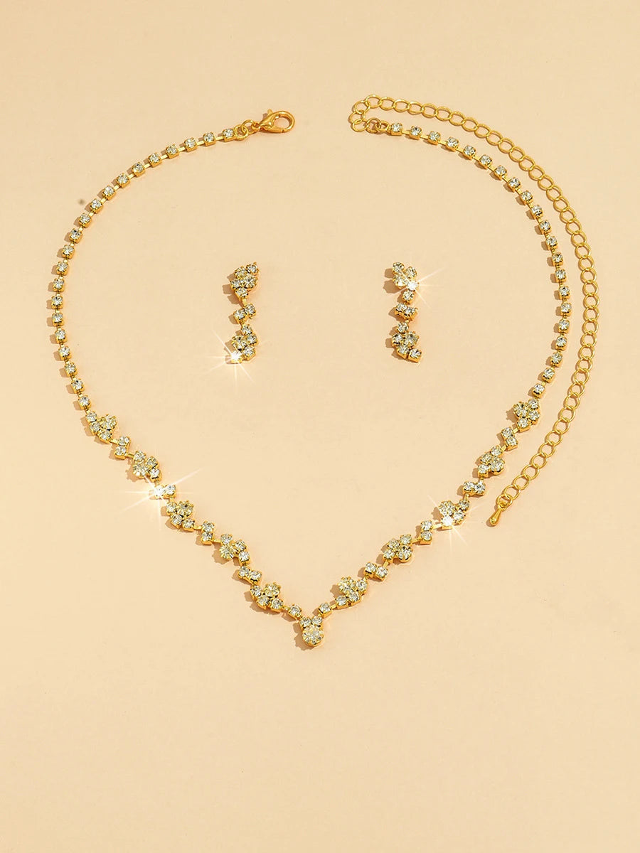 Elegant Diamond Necklace Earrings Set for Women