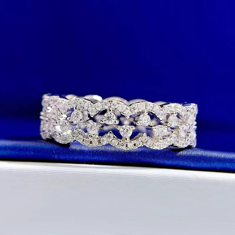 Silver 18K White Gold-Plated Zircon Wedding Ring for Women