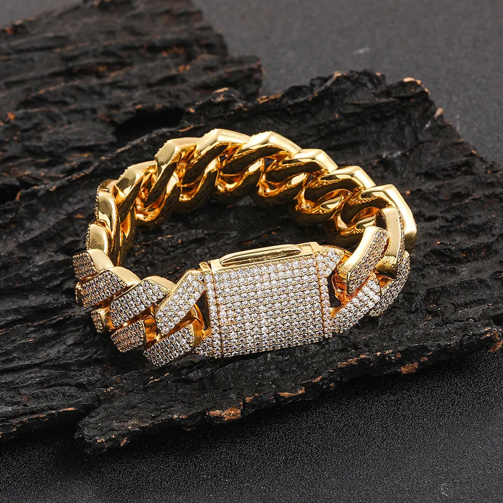 Iced Cubic Zirconia Link Bracelet for Men