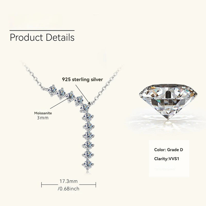 Apaison Silver/Gold Moissanite Adjustable Pendant Necklace for Women